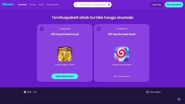 winnerz kasiino tervituspakkumine