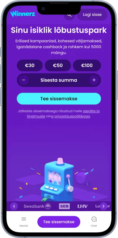 winnerz mobiilne veebileht