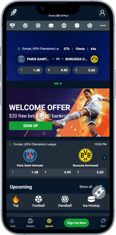 winz casino phone screen sports betting