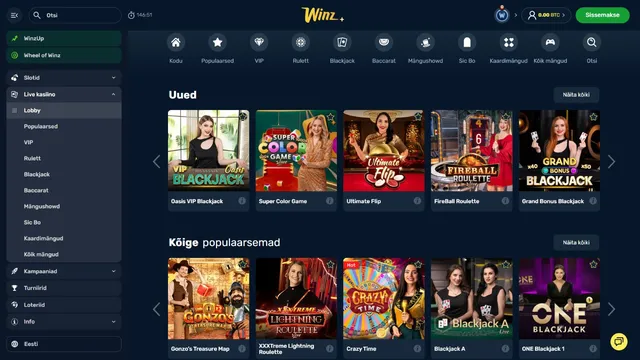 winz.io casino live games