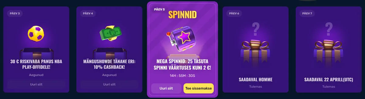 Winz sünnipäevafestivali kalendri boonused ja auhinnad