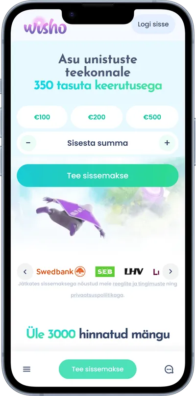 wisho kasiino mobiilne veebileht