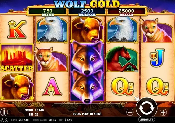 wolf gold slot screen