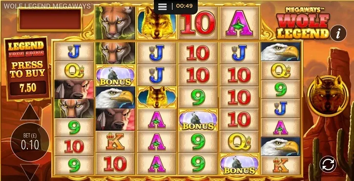 wolf legend megaways slot screen